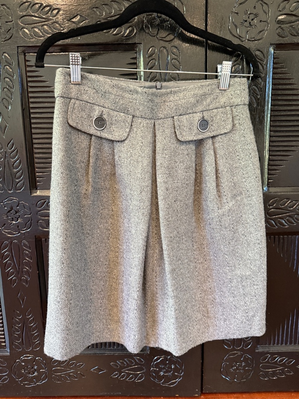 Trina Turk Gray Wool Pencil Skirt